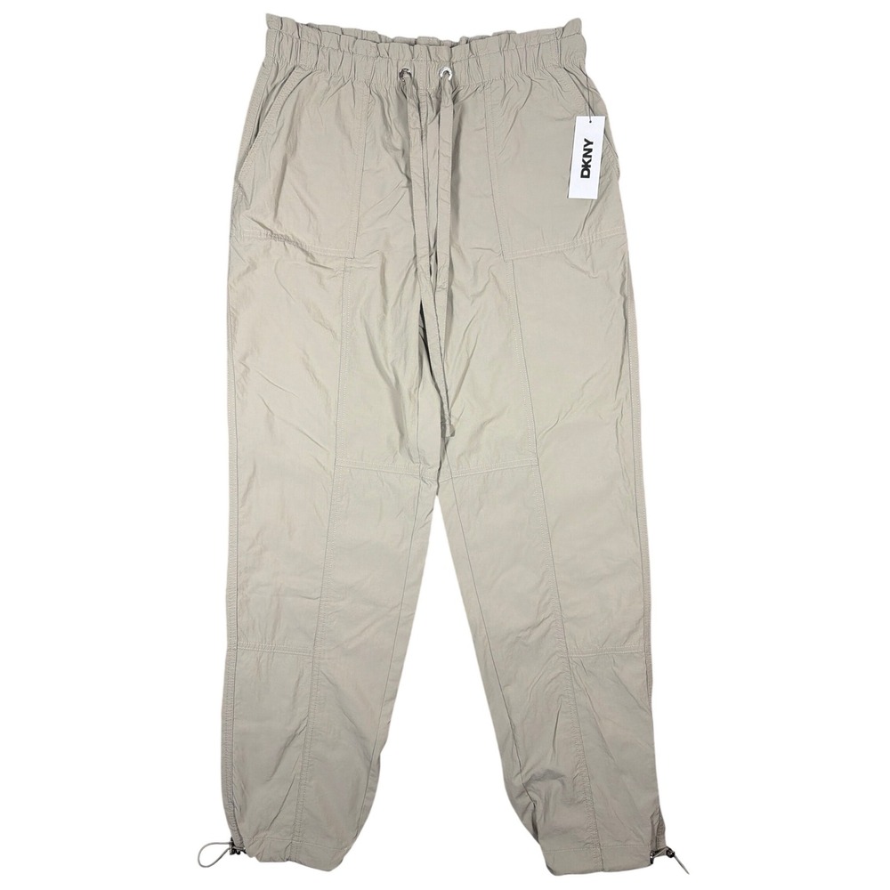 DKNY Womens Vintage Khaki Nylon Jogger Pants Paperbag Waist P5BKSAFJ Size S NWT